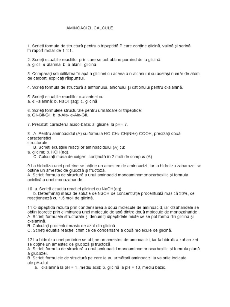 Aminoacizi Calcule
