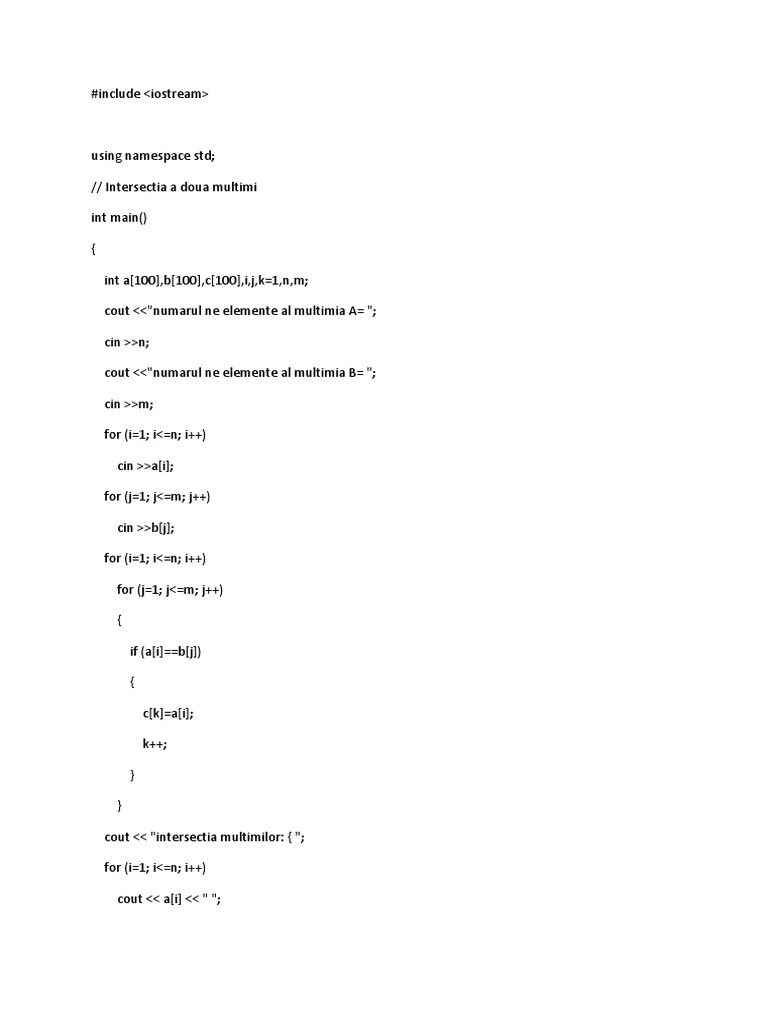 Intersectia A Doua Multimi C Docx
