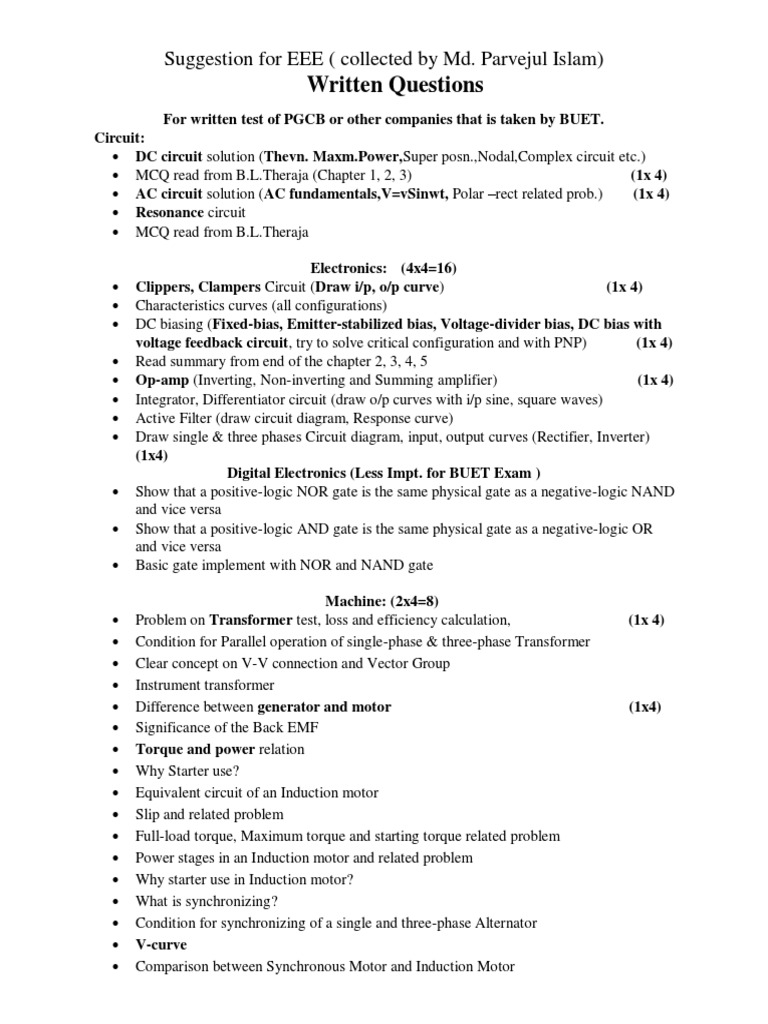 EEE Job Exam Preparation Guide | PDF | Electric Power System ...