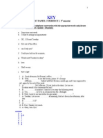 Key, Test Paper, Commerce, Sem 1 2010-2011