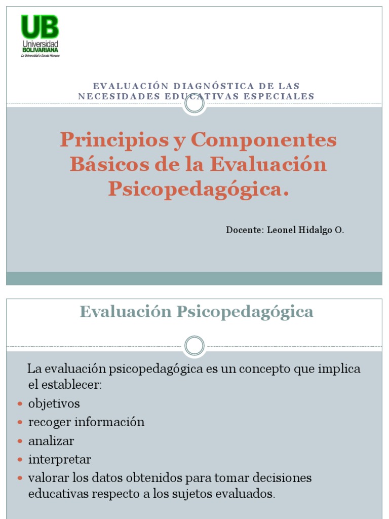 Principios y Componentes Básicos de La Evaluación