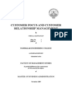 Customer Focus and Customer Relationship Management: Master of Business Administration