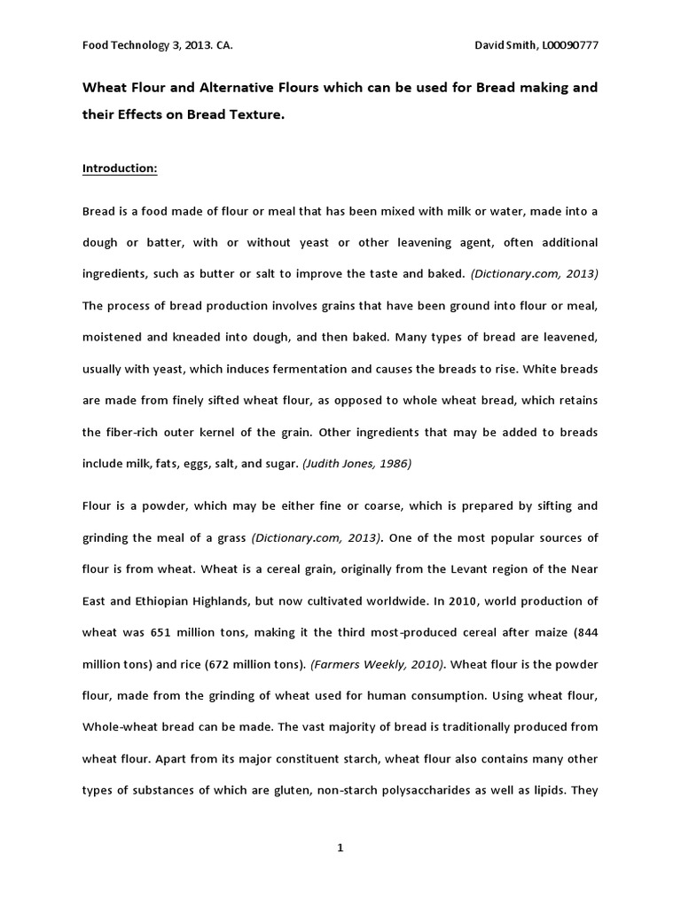 Effects of Wheat and Alternative Flours on Bread Texture | PDF | Gluten ...