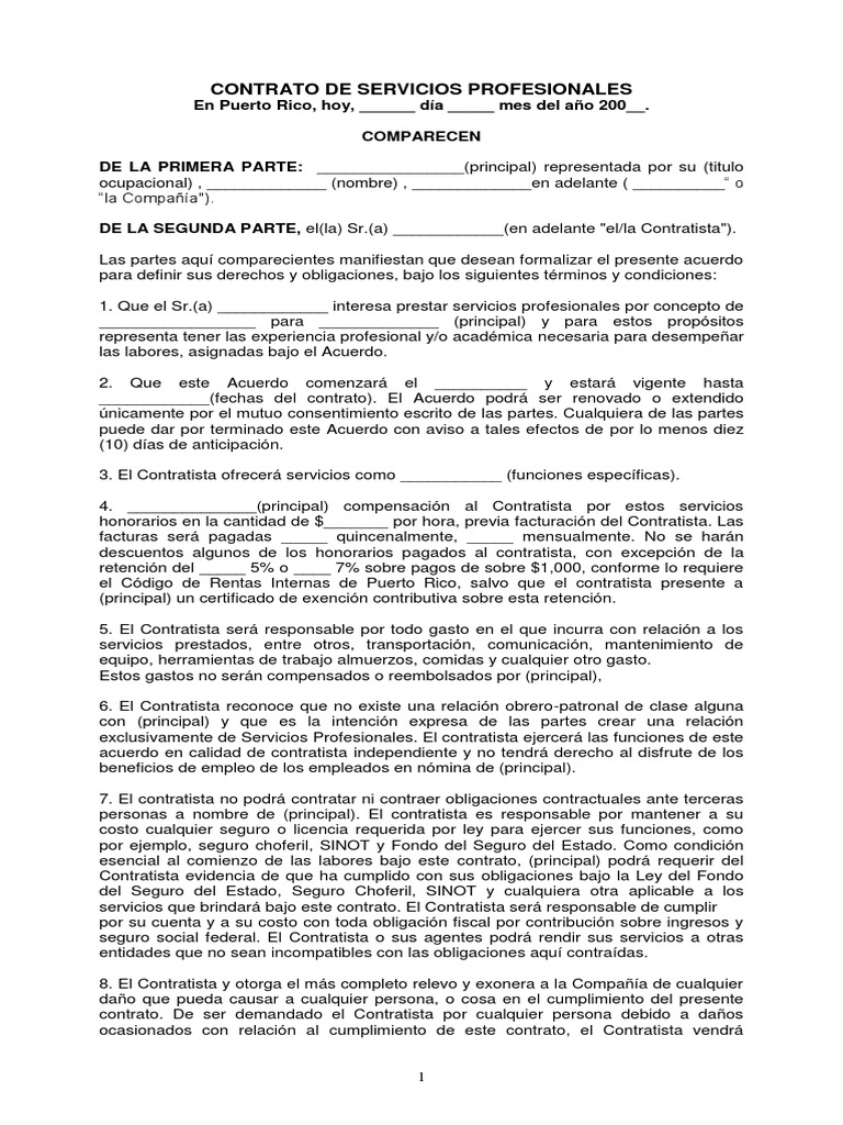Contrato Servicios Profesionales 1 | PDF | Seguro | Justicia