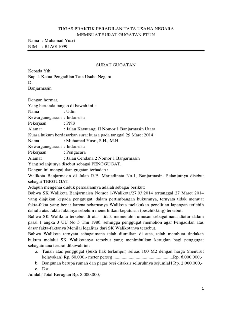 Download 97+ Contoh Surat Surat Gugatan Ptun Terbaik Dan Terbaru