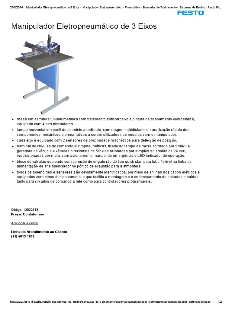 Manipulador eletropneum tico de 3 eixos manipulador eletropneum tico