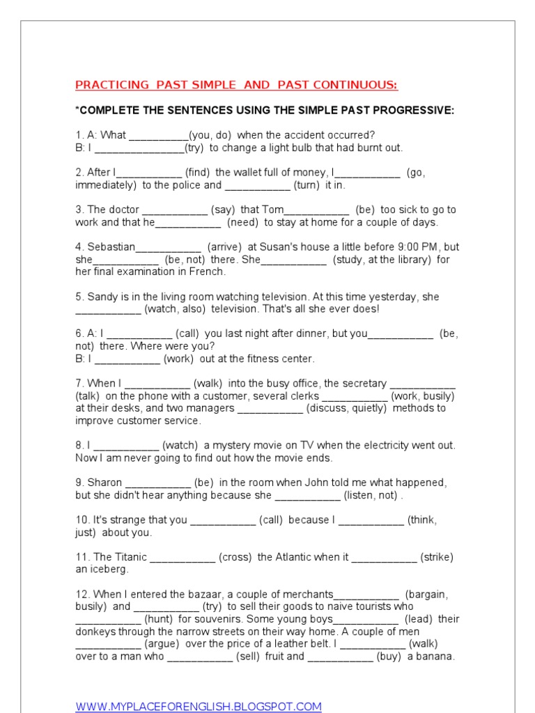 Past Simple and Past Continuous | PDF