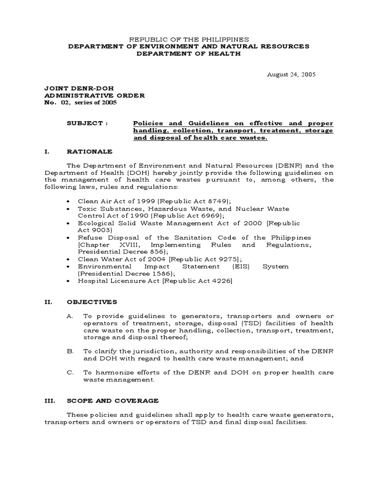 DENR Proper Handling of Hazardous Waste Landfill Infection