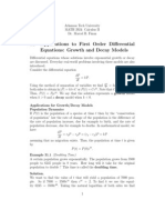 Cal115 Applications of First Order Differential Equations Growth and Decay Models