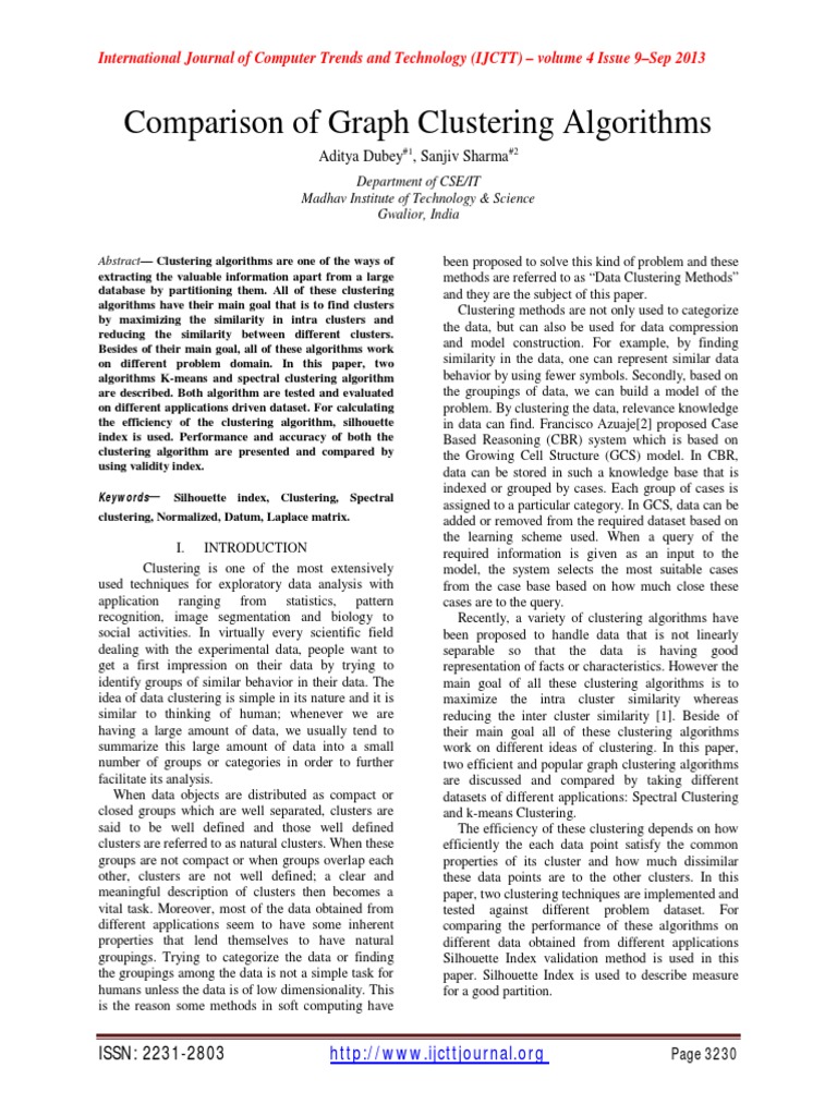 Comparison of Graph Clustering Algorithms | PDF | Cluster Analysis ...