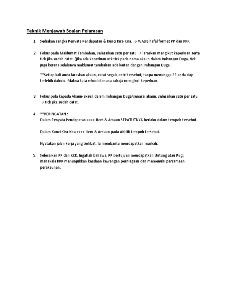 Teknik Menjawab Soalan Pelarasan Pdf
