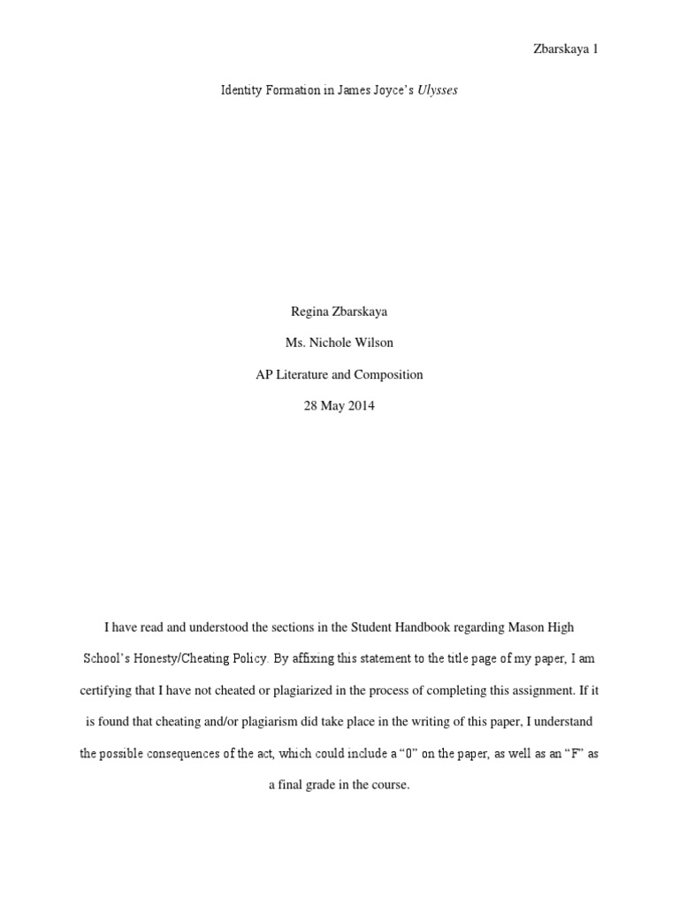 School essay: Doctoral thesis on james joyce