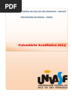 Calendário Acadêmico 2014 Univasf