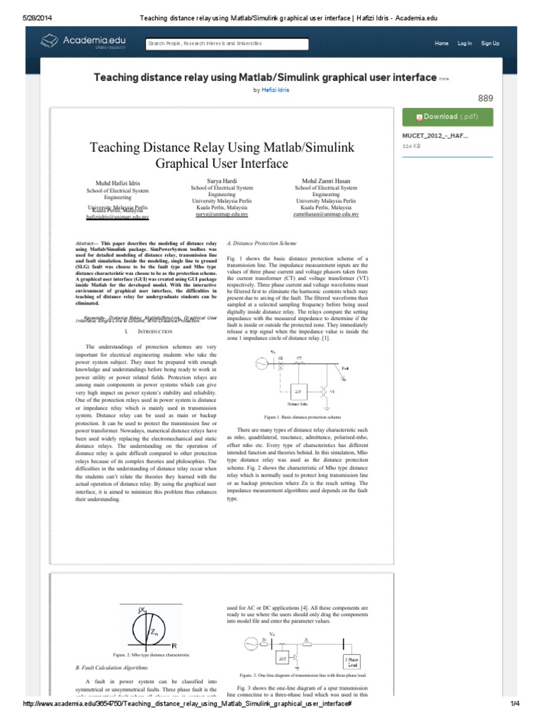 Teaching Distance Relay Using Matlab Simulink Graphical User