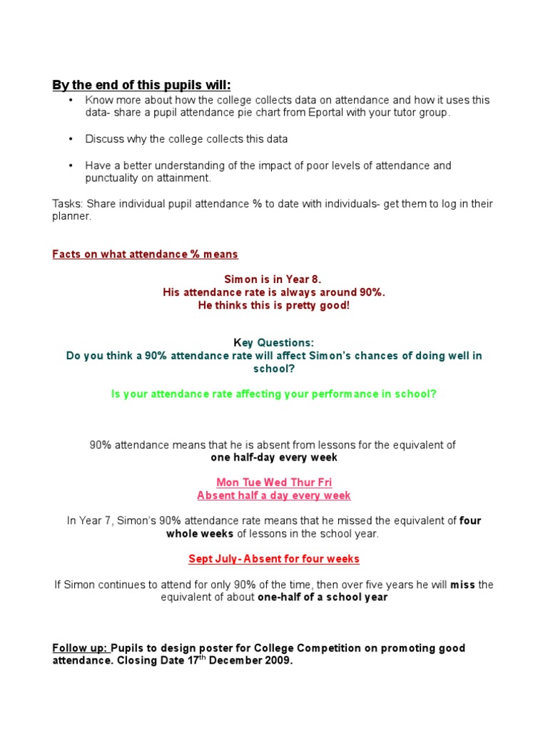 Tutor Activity Promoting Good Attendance | PDF