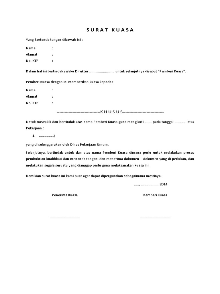 Contoh Surat Kuasa PDF  PDF
