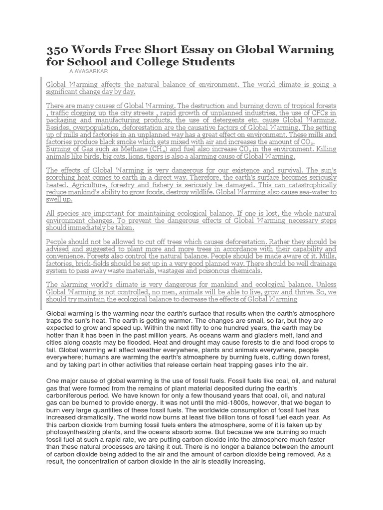 expository essay on global warming