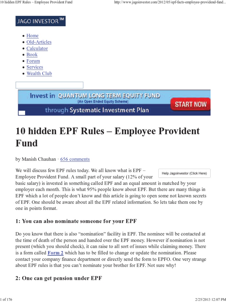 10 Hidden EPF Rules Explained | PDF | Life Insurance | Employment