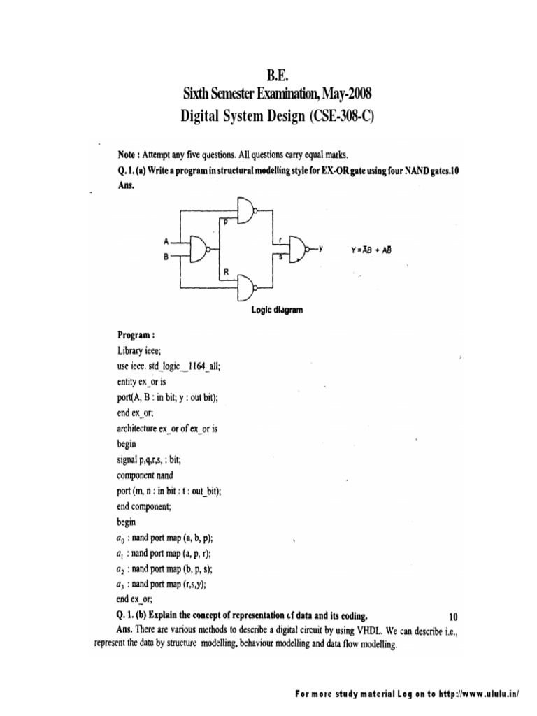 Digital System Design Exam May 2008 | PDF | Computers | Technology ...