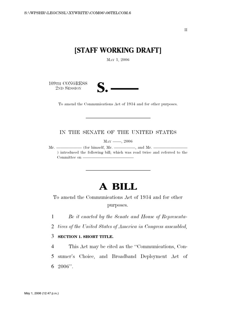 A Bill: (Staff Working Draft) | PDF | Technology & Engineering