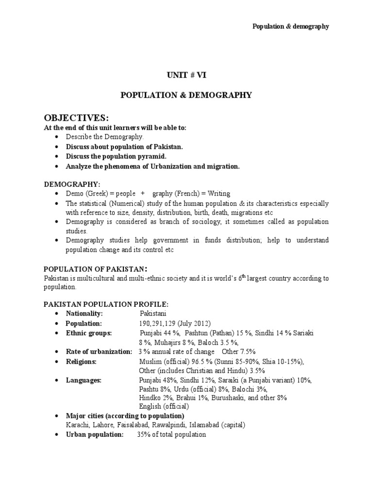 Pakistan Demography & Population Insights | PDF | Demography ...