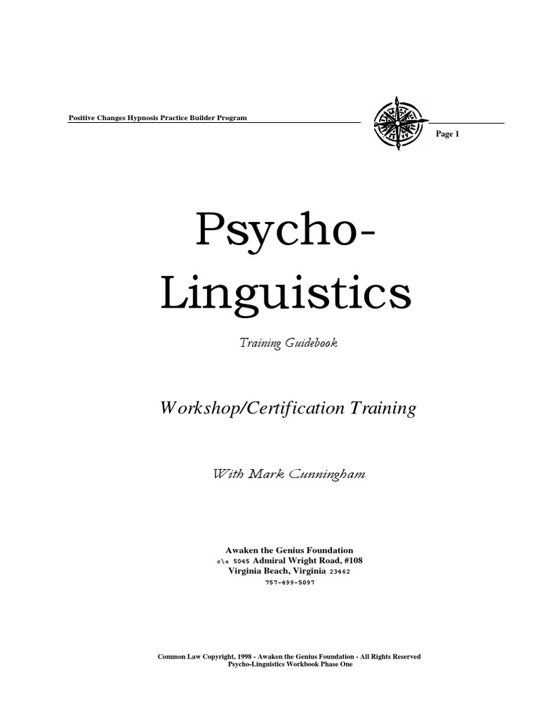 Major Mark Cunningham - Intro to Hypnosis - Workbook Major Mark Cunningham - Intro to Hypnosis - Workbook