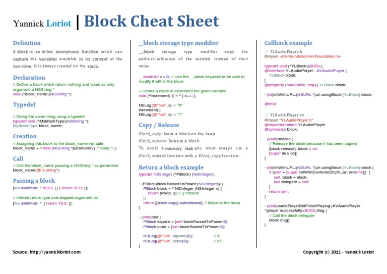 Block Cheat Sheet | PDF | Parameter (Computer Programming) | Subroutine