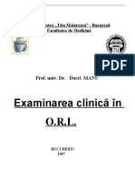 Examinarea Clinică În ORL (Manu) București, 2007
