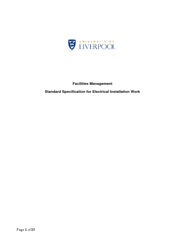 Standard Electrical Installation Specification | PDF