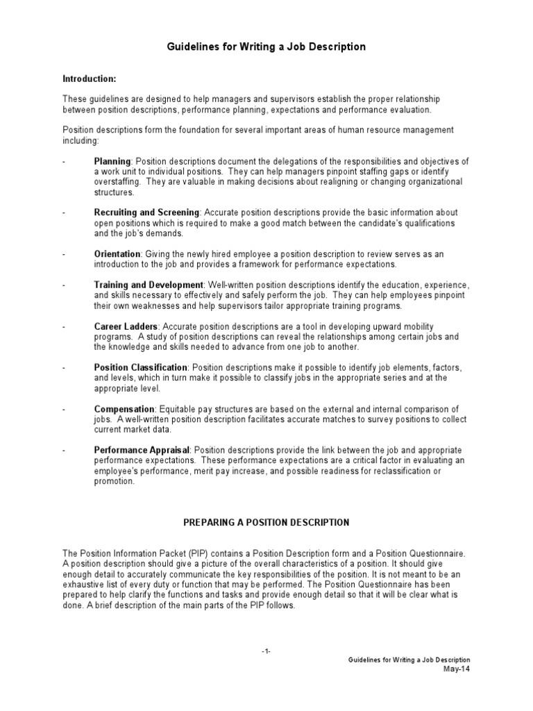 1-Guidelines For Writing A Job Description | PDF | Background Check ...