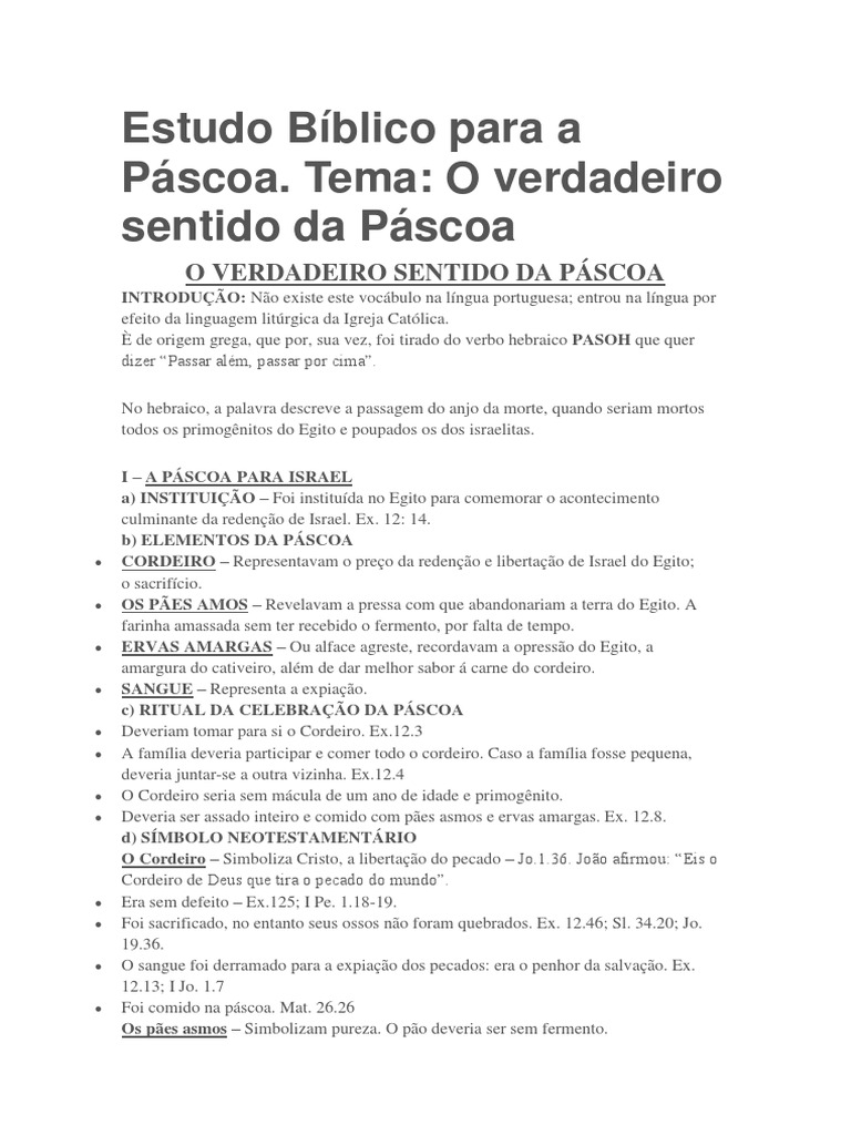 Significado da Páscoa na Bíblia | PDF | Páscoa | Páscoa judaica