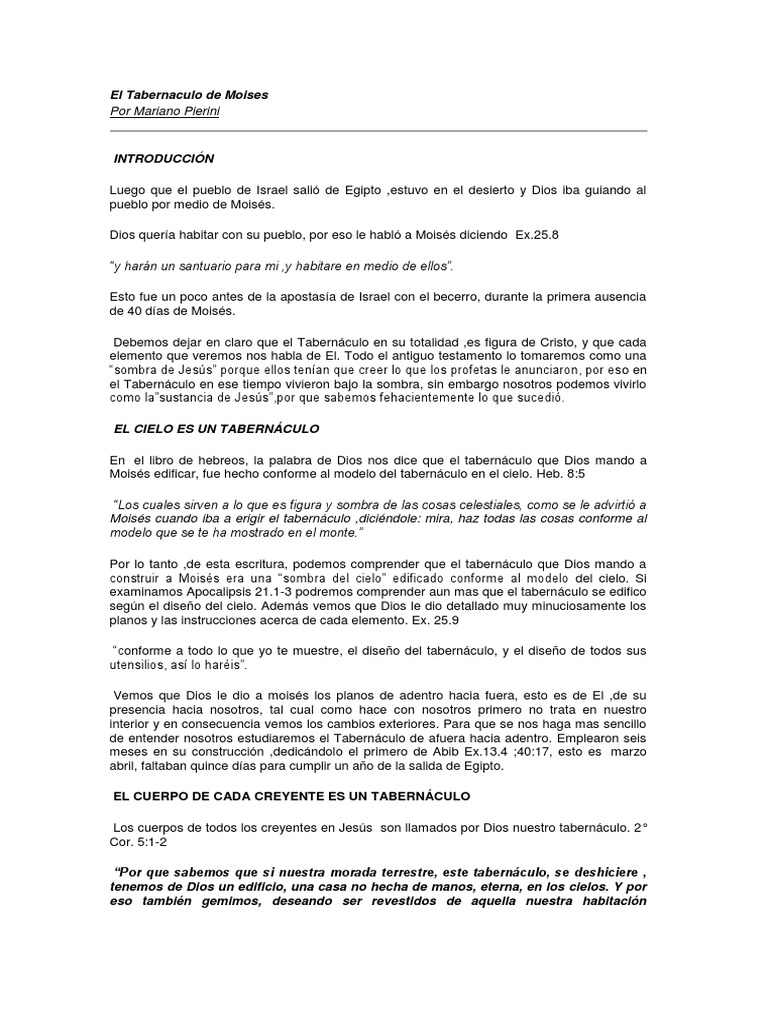 El Tabernaculo de Moises | PDF | Moisés | Cristo (título)