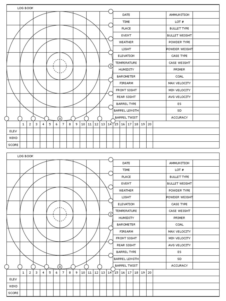 Generic Rifle Competition Log Book PDF