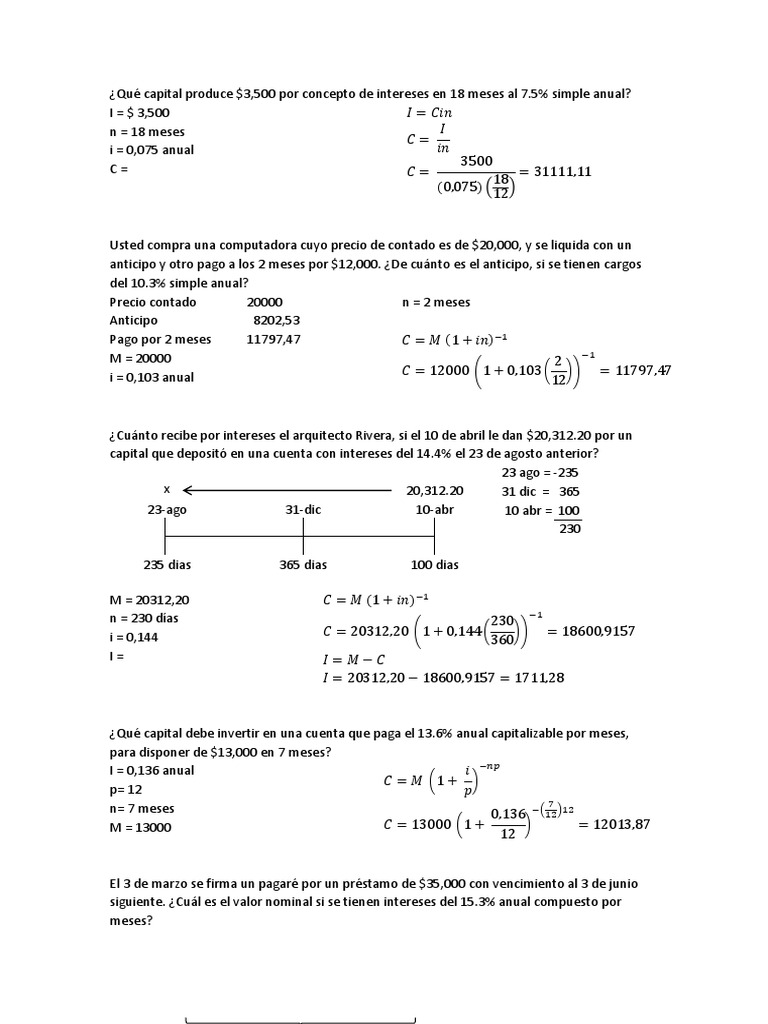 Ejercicios de Interes Simple y Compuesto | PDF | Business