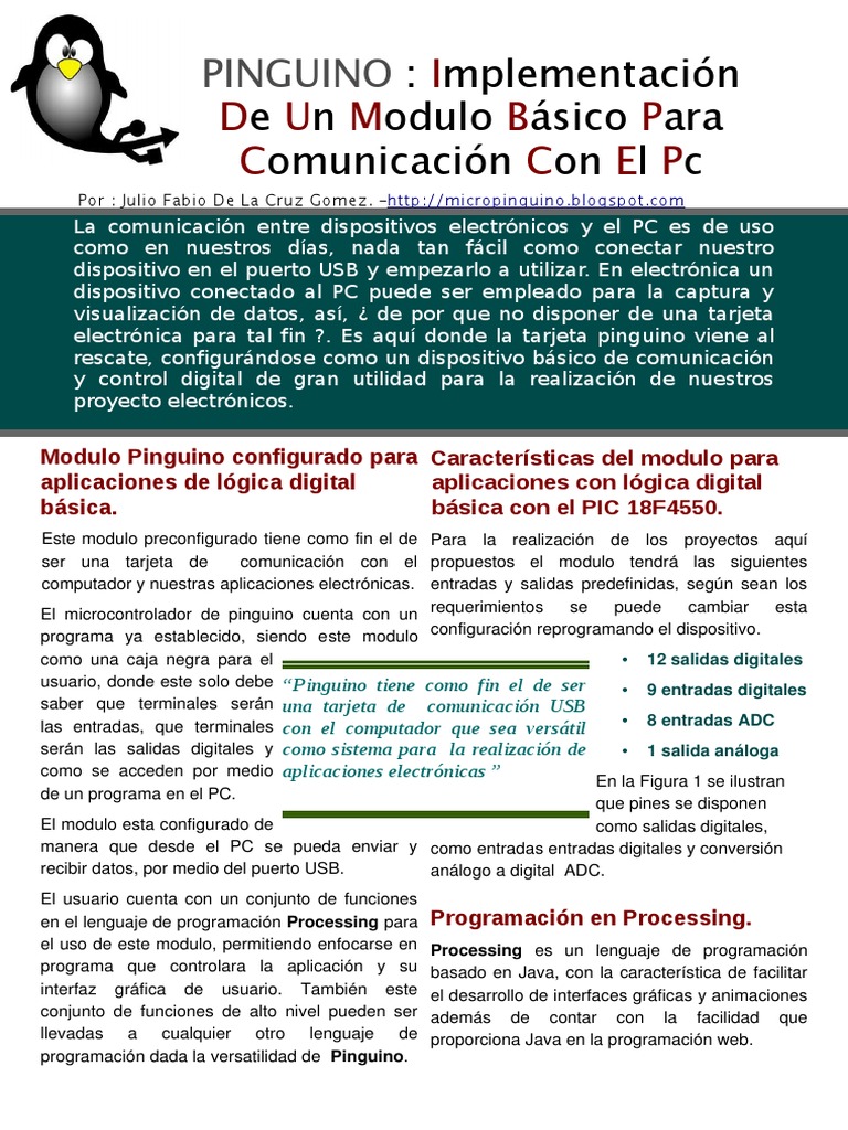 Módulo Pinguino para Lógica Digital | PDF | Terminal de computadora ...