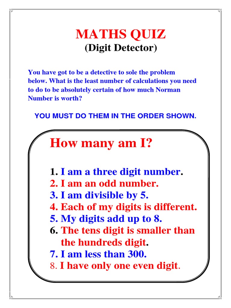Odd Three-Digit Number Riddle | PDF | Home & Garden | Self-Improvement
