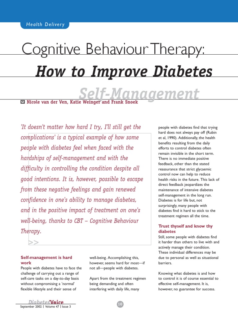 How To Improve Diabetes PDF Cognitive Behavioral Therapy Diabetes