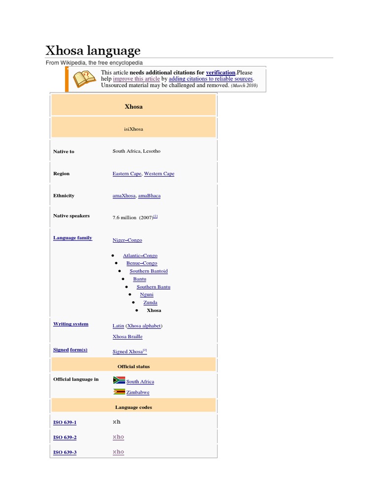 Xhosa Language PDF Languages Language Arts & Discipline