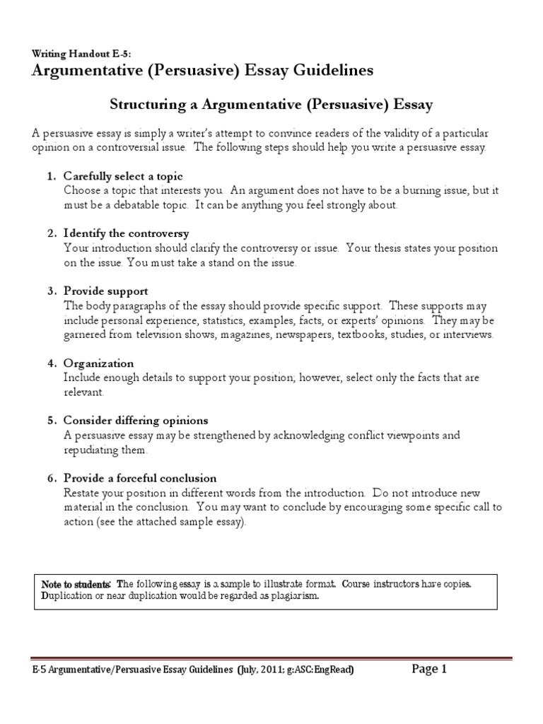 E12 Argumentative Persuasive Essay  PDF  Essays  Sports