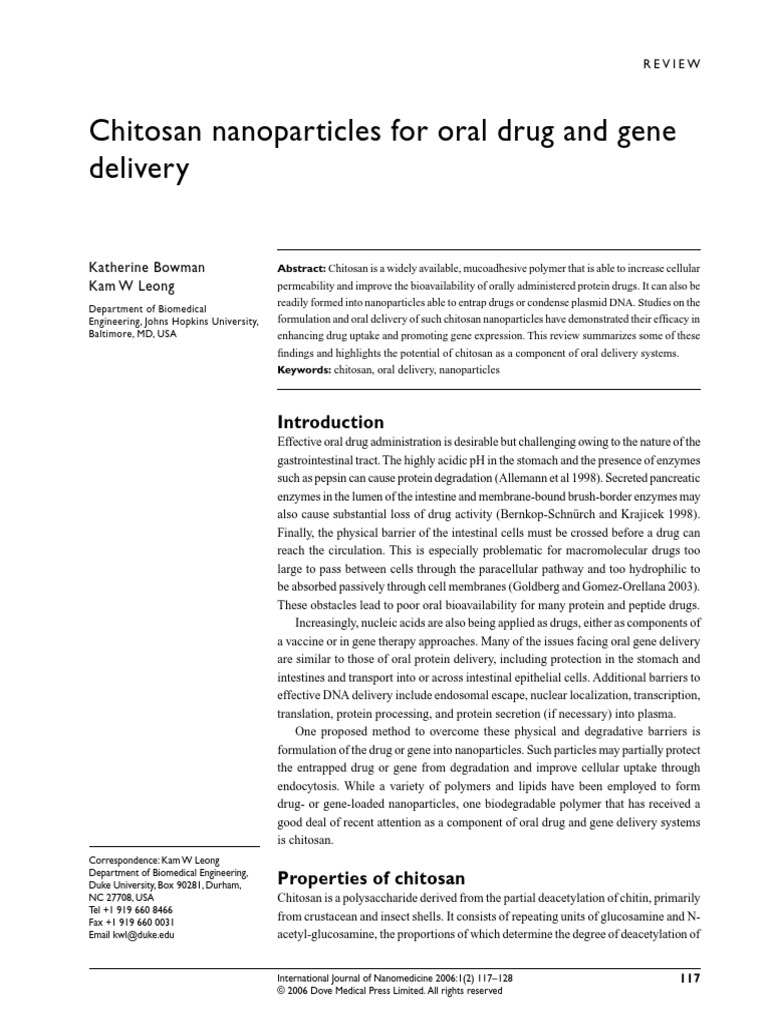 Chitosan Nanoparticles For Oral Drug and Gene Delivery | PDF | Enzyme ...