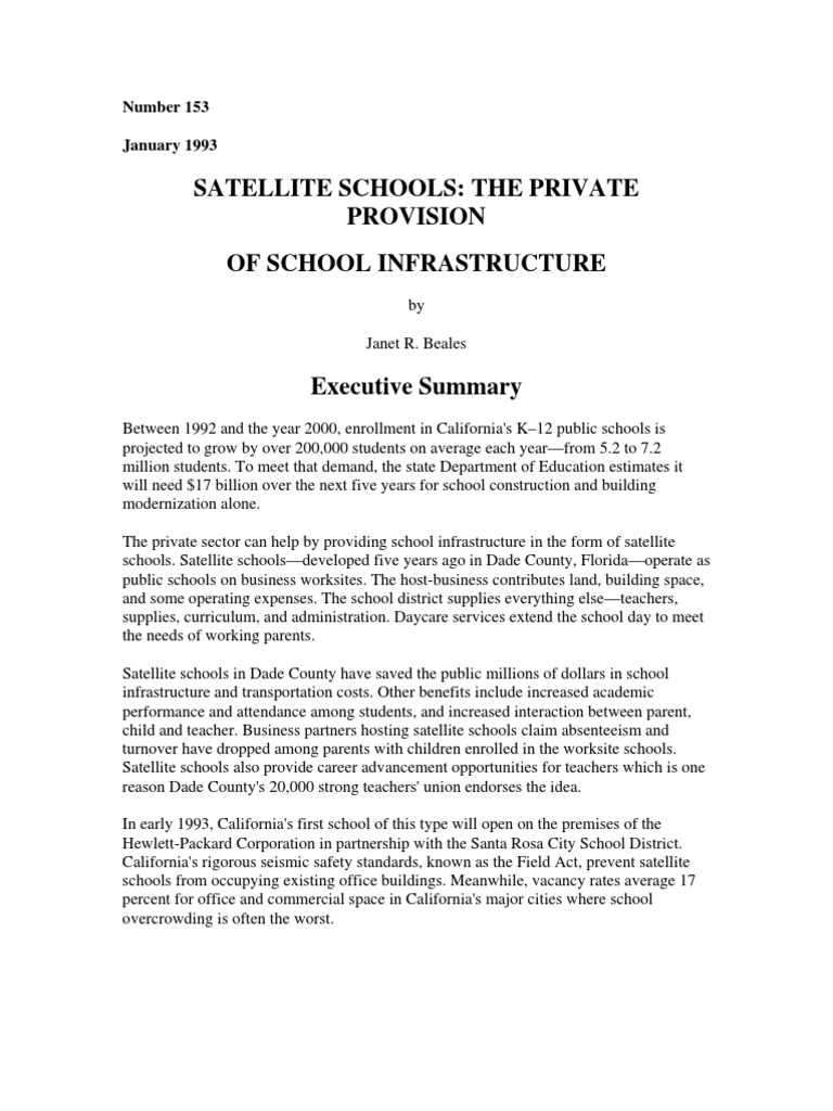 Satellite Schools The Private Provision of School Infrastructure PDF