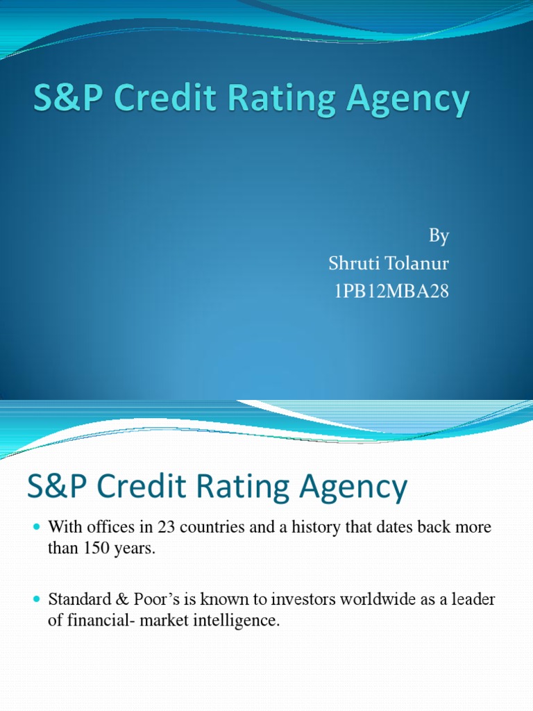 Credit Rating Agencies PDF Standard & Poor's Credit Rating