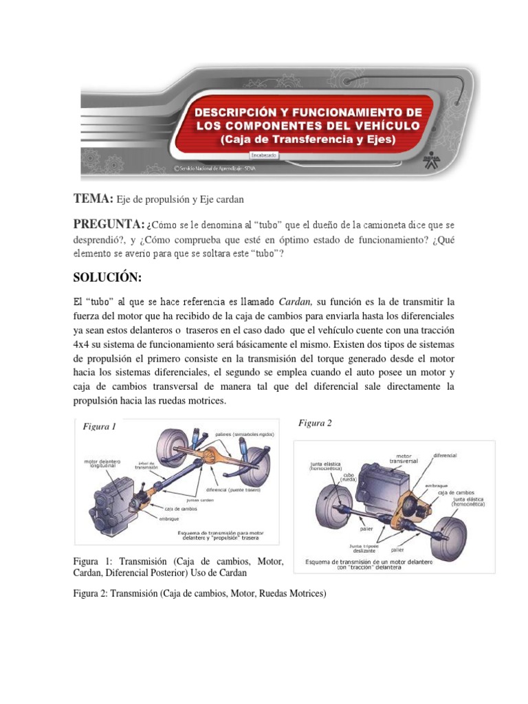 Función y fallas del cardán en vehículos | PDF | Transmisión (Mecánica) |  Eje