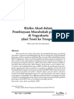 Risiko Akad Dalam Pembiayaan Murabahah Pada BMT Di Yogyakarta (Dari Teori Ke Terapan)
