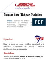 Técnicas para Elaborar Trabalhos - SLIDES