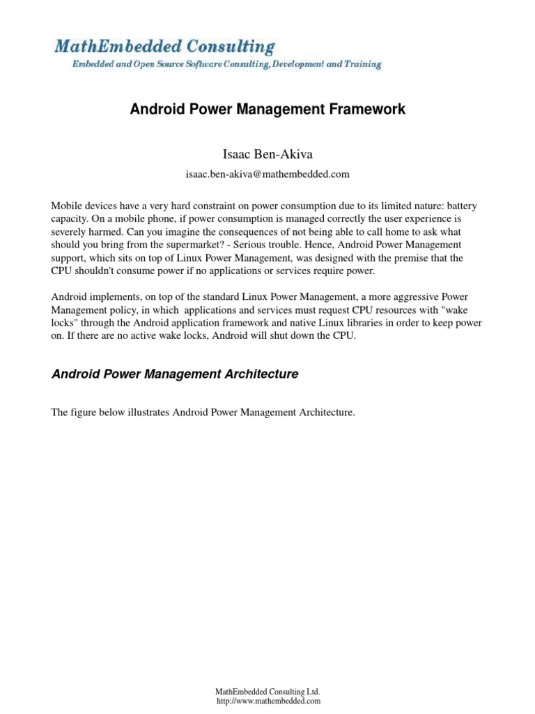 Android Power Management | PDF | Android (Operating System ...