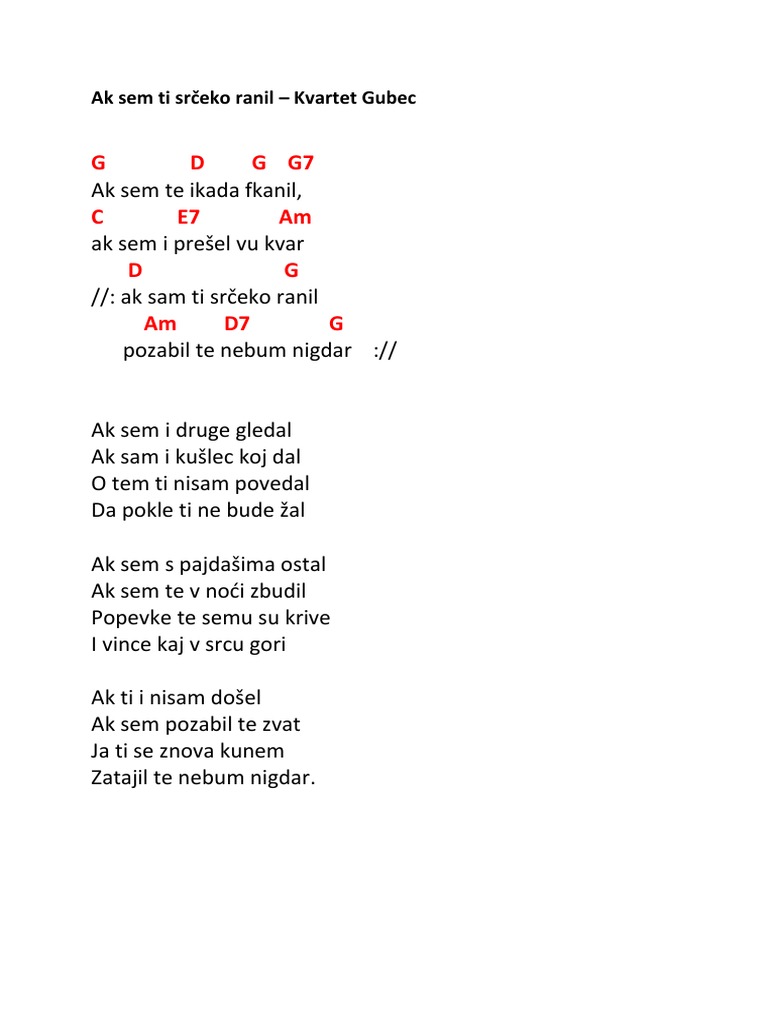 Akordi I Tekstovi | PDF