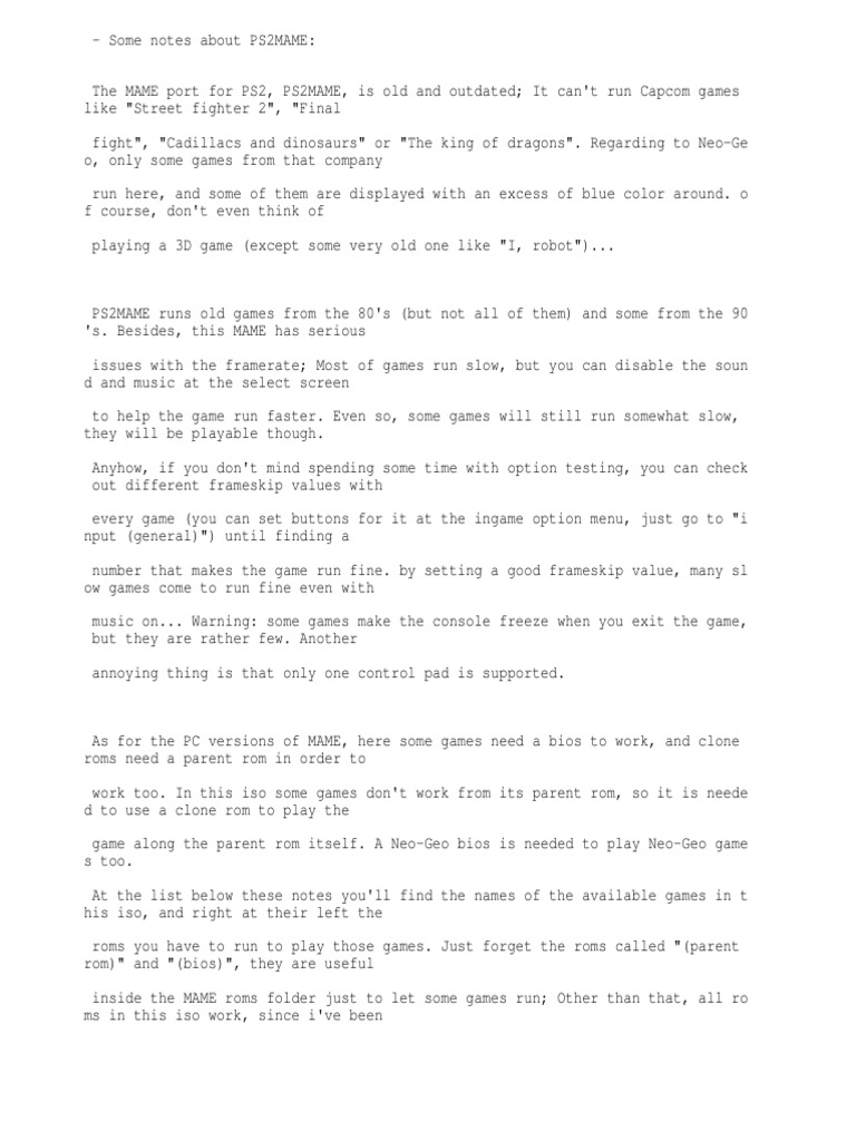 Notes and Game List PDF Bios Video Games