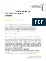 Individual Differences in
Reactions to Sexist
Humor