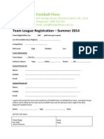 Team League Registration Form - Summer 2014